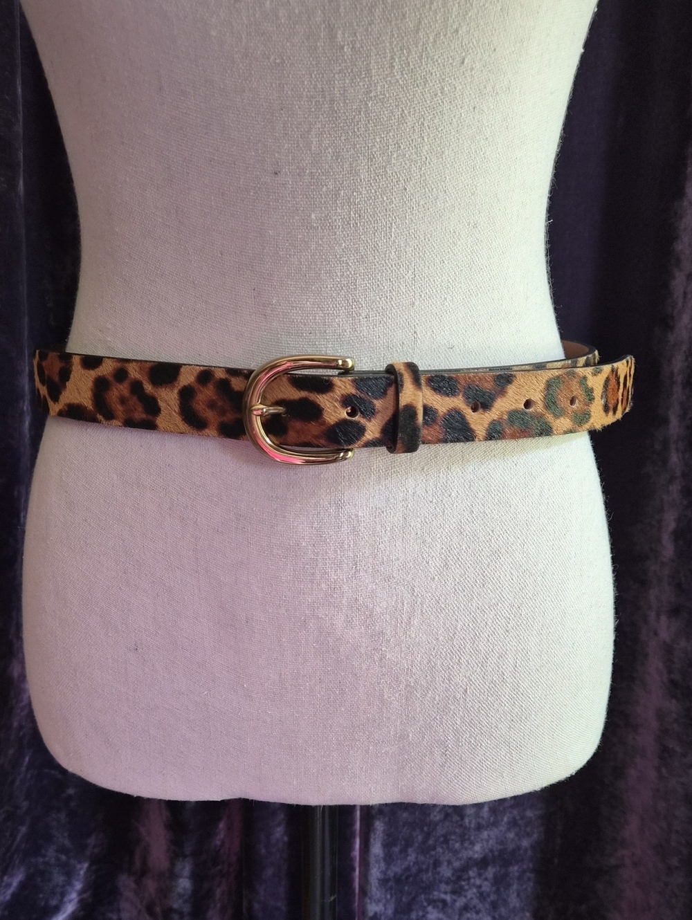 JCrew Leopard Print Women's Belt with Gold-Tone Buckle Sz Small
